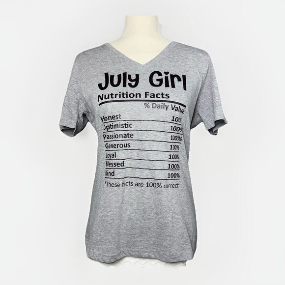 July Girl Ingredients Label Ladies Medium Novelty T-Shirt Gray Summer Birthday - Picture 1 of 6